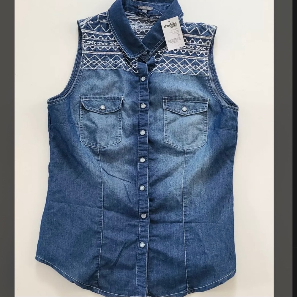 NWT Charlotte Russe Embroidered Cotton Vest